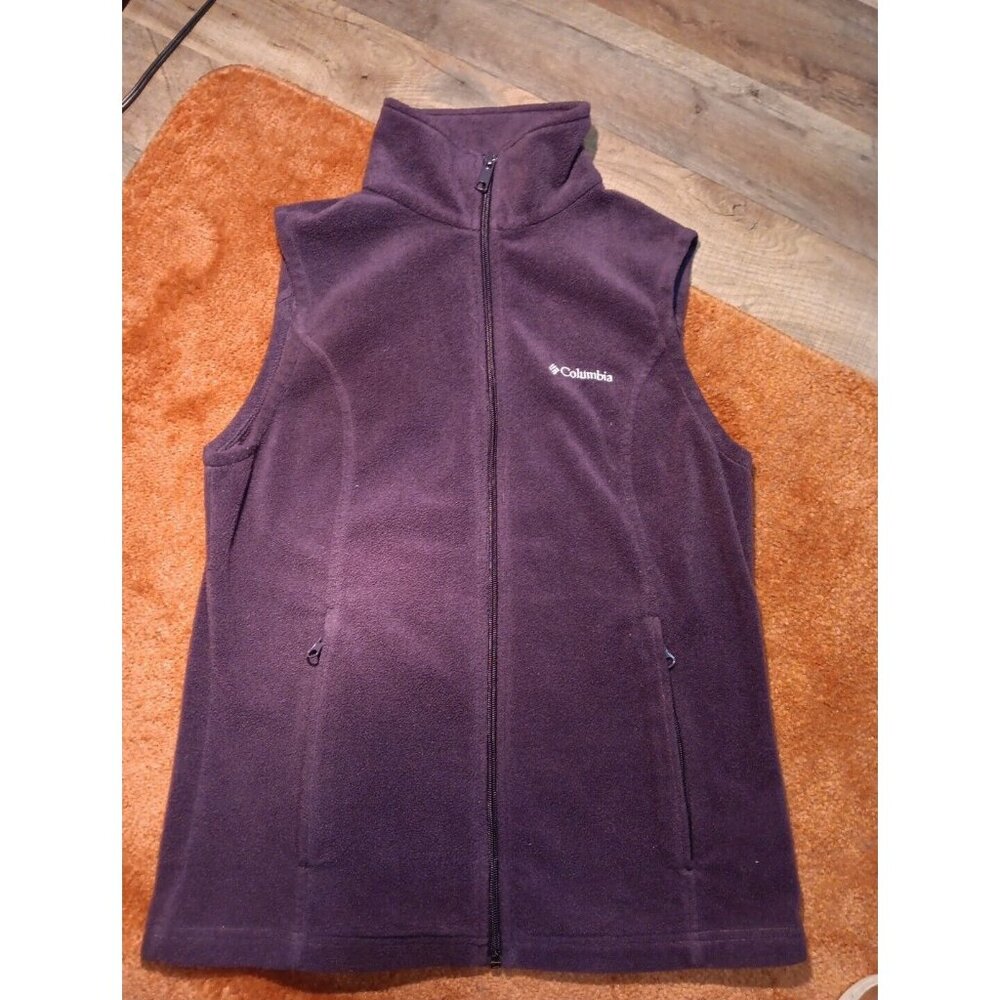 Columbia Benton Springs Fleece Vest Womens Medium Purple Full Zip Pocket Outdoor